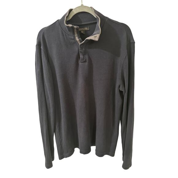 Lachlan Men's 3/4 Button Front Cotton Pullover LS Sweater Navy Gray, M - Picture 1 of 8